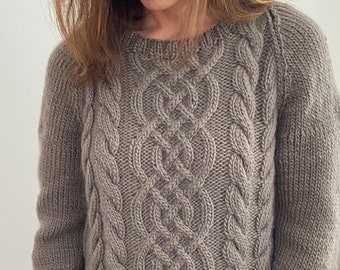 KNITTING PATTERN- The Weekend Pullover.  Knitting pattern cable sweater