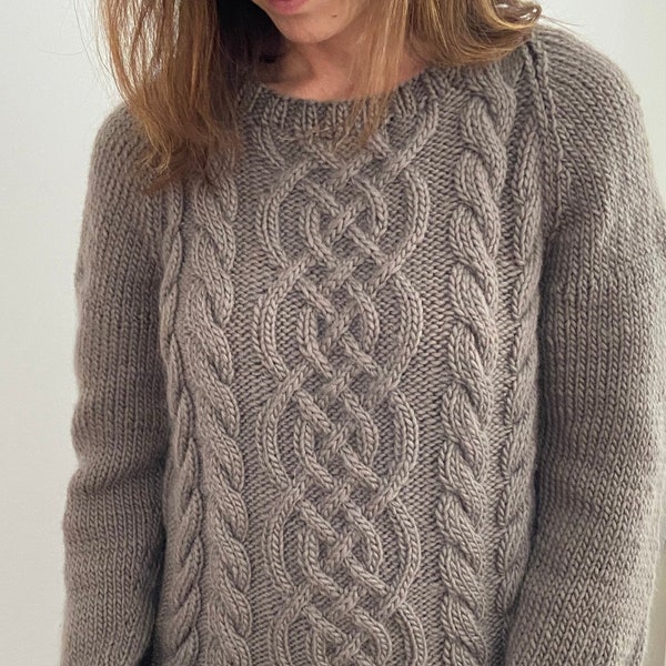 KNITTING PATTERN- The Weekend Pullover.  Knitting pattern cable sweater