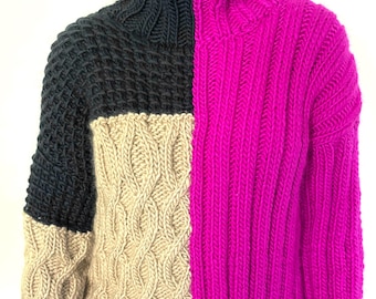 KNITTING PATTERN- Two- Faced Mock Pullover.  Instant download knit pattern