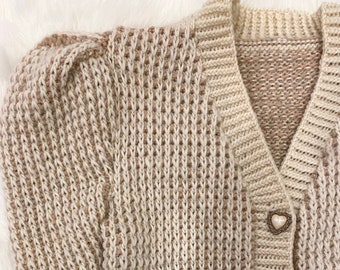 KNITTING PATTERN- Puff Sleeve Cardigan.  Sweater pattern download