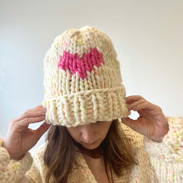 Heart Knit Hat Etsy