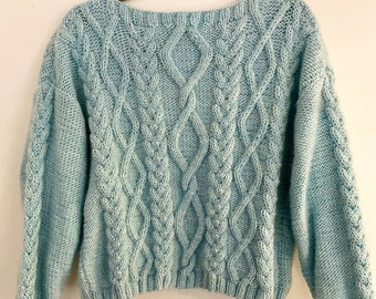 KNITTING PATTERN- Casual Cable Pullover.  PDF download knit pattern