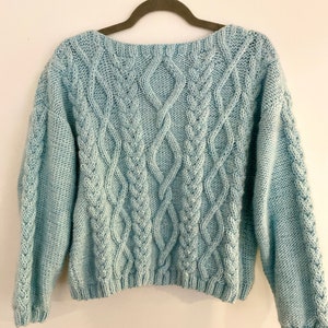 KNITTING PATTERN- Casual Cable Pullover.  PDF download knit pattern