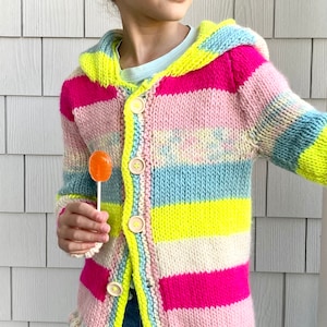KNITTING PATTERN- Cotton Candy Hoodie knitting pattern.  Cardigan knitting pattern.  download.