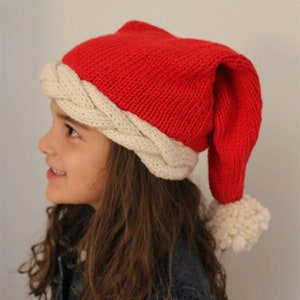 Christmas Santa Hat Knitting Pattern: Cabled Edge (PDF Pattern)