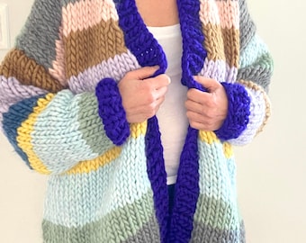 Hand Knit Super Stripe Cardigan