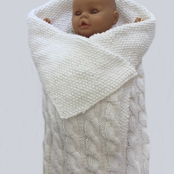 baby KNITTING PATTERN- Swaddle Me Baby Bunting Blanket PDF