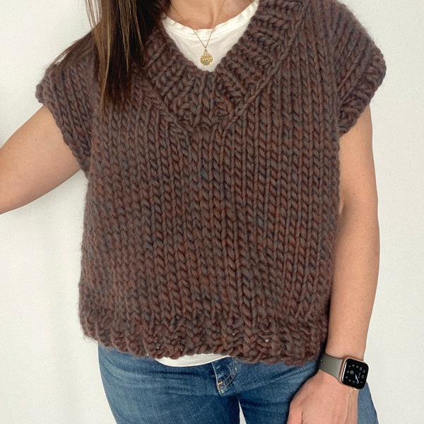 KNITTING PATTERN- V Neck Oversized Vest.  Easy quick knit