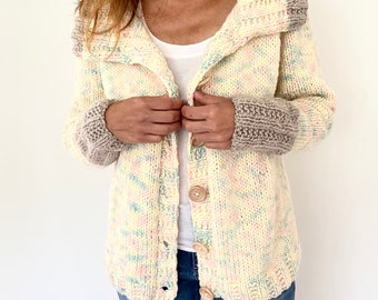 KNITTING PATTERN- Cozy Comfy Cardigan knitting pattern.  child sizes 5/6 - adult 3X.  download