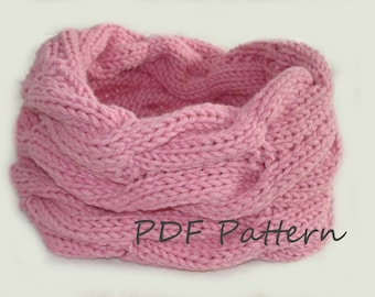 KNITTING PATTERN- Cable Infinity Scarf PDF knitting pattern