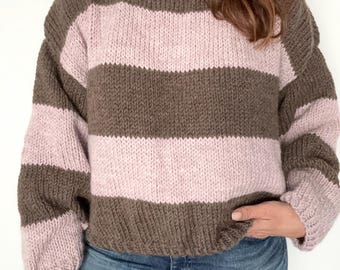 HANDKNIT in 100% wool.  The Coffee Shop Pullover
