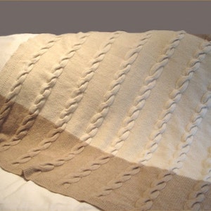 KNITTING Pattern - Two- Toned Cable Afghan blanket PDF download