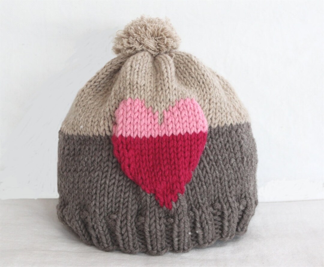 KNITTING PATTERN - Sweet Heart Hat (child- Adult Sizes