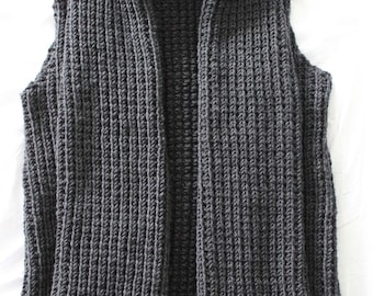 Knitting PATTERN- Chunky Wide Collar Vest PDF knitting pattern