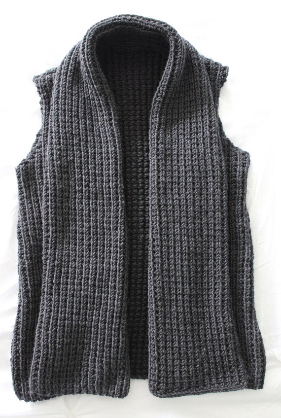 Knitting PATTERN Chunky Wide Collar Vest PDF knitting pattern Etsy