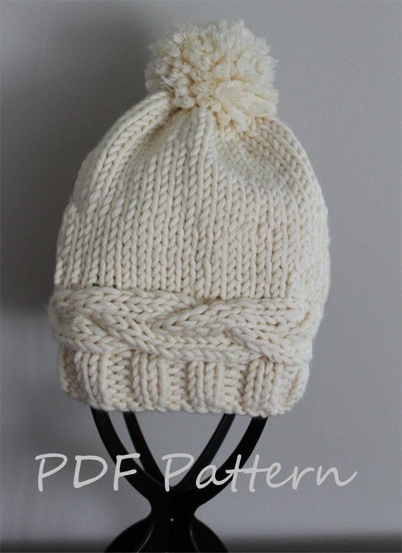 KNITTING PATTERN Pom Pom Hat adult Sizing PDF Knitting Etsy