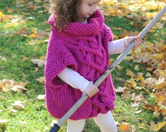 Knitting PATTERN- The Kate Pullover Poncho (toddler, child, teen, adult sizes) PDF