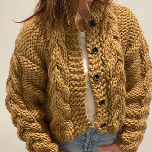 KNITTING PATTERN- Bulky Cable Crop Cardigan. PDF Download