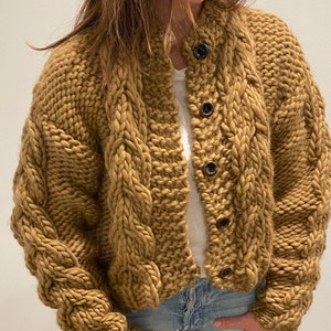 KNITTING PATTERN- Bulky Cable Crop Cardigan.  PDF download sweater knitting pattern