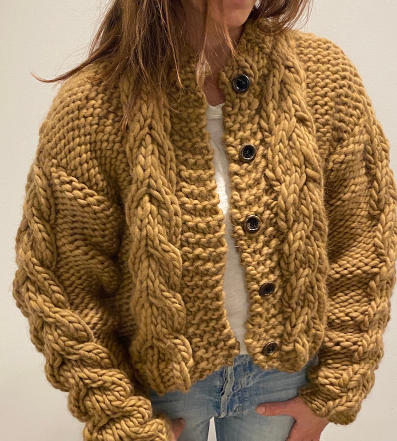 KNITTING PATTERN Bulky Cable Crop Cardigan. PDF Download - Etsy