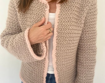 KNITTING PATTERN- Knit Blazer.  Cardigan sweater knitting pattern