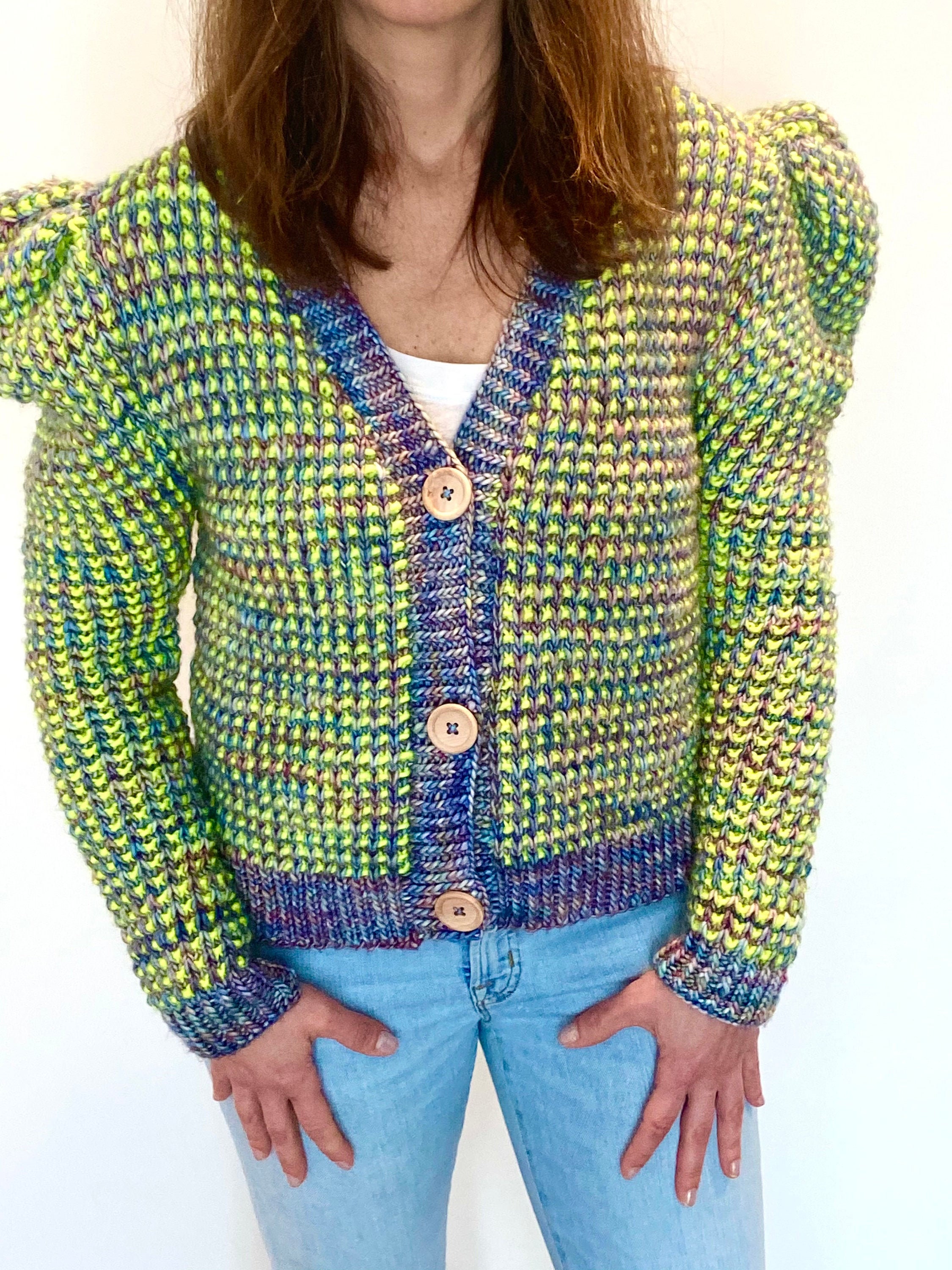 KNITTING PATTERN Puff Sleeve Cardigan. knitting sweater Etsy