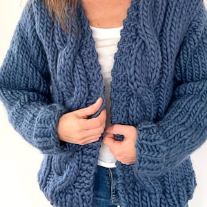 KNITTING PATTERN- Bulky Cable Cardigan.  PDF download Sweater knitting pattern.