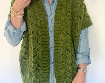 KNITTING PATTERN- The River Cardigan.  Oversized sweater.  Digital download.