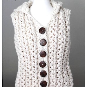 KNITTING PATTERN- The Ilah Hooded Vest.  knit vest pattern