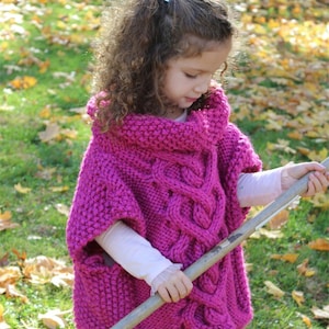 KNITTING PATTERN- The Kate Pullover Poncho (toddler, child, teen, adult sizes) PDF