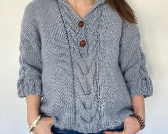 KNITTING PATTERN- The Northport Polo Sweater.  Instant download