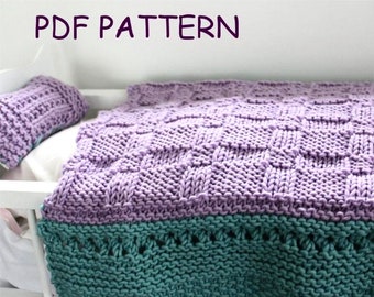 KNITTING PATTERN- Baby Doll Blanket and Pillow Set.  Baby Doll Set.  PDF knitting pattern