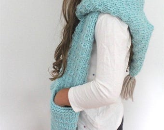 Indy Hooded Scarf Knitting Pattern: Chunky Yarn, Child to Adult Sizes (PDF Pattern)