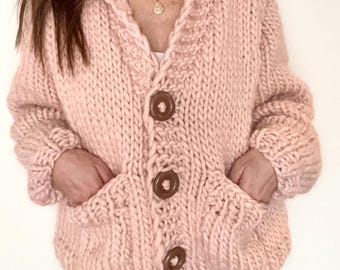 KNITTING PATTERN- Bulky Pocket Cardigan.  Instant download knitting patern