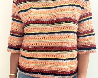 Patrón de tejido para camiseta de manga corta y corte cuadrado (descarga en PDF)