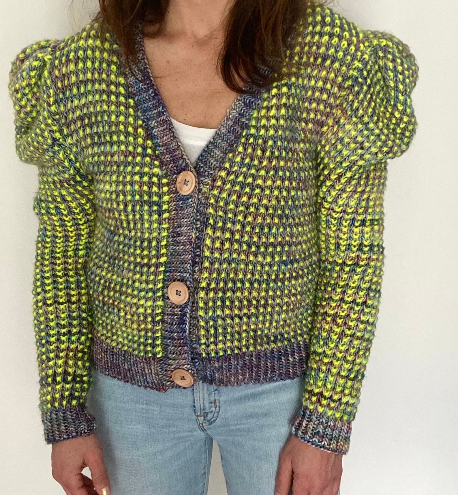 KNITTING PATTERN Puff Sleeve Cardigan. knitting sweater Etsy 日本