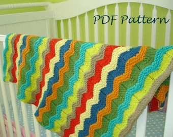 Baby blanket KNITTING PATTERN- Wavy Baby Blanket pdf knitting pattern