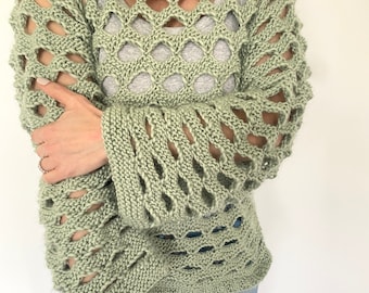 KNITTING PATTERN- The Jungle Sweater.  Knit pullover pattern.  PDF