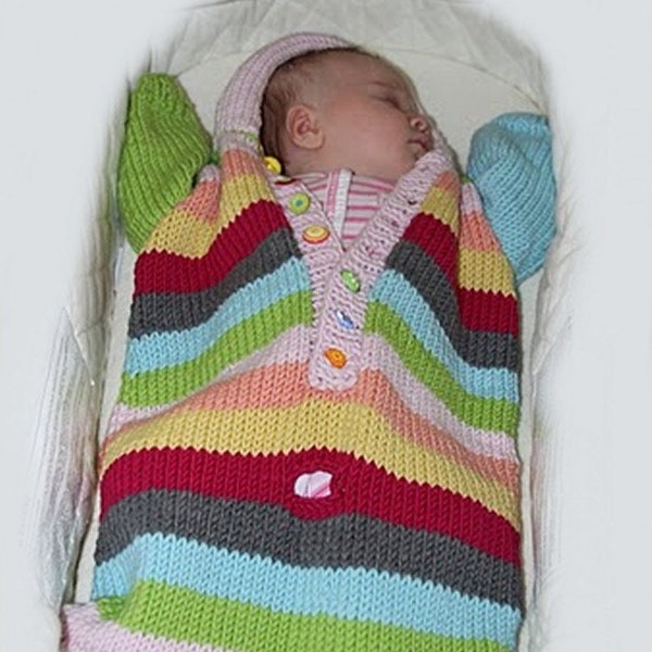 Baby Bunting Knitting Pattern: Chunky Hooded Car Seat Blanket (PDF Download)