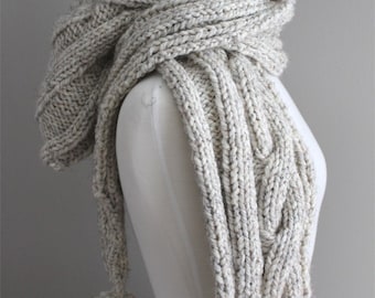 KNITTING PATTERN- Cable Hooded Scarf PDF knitting pattern