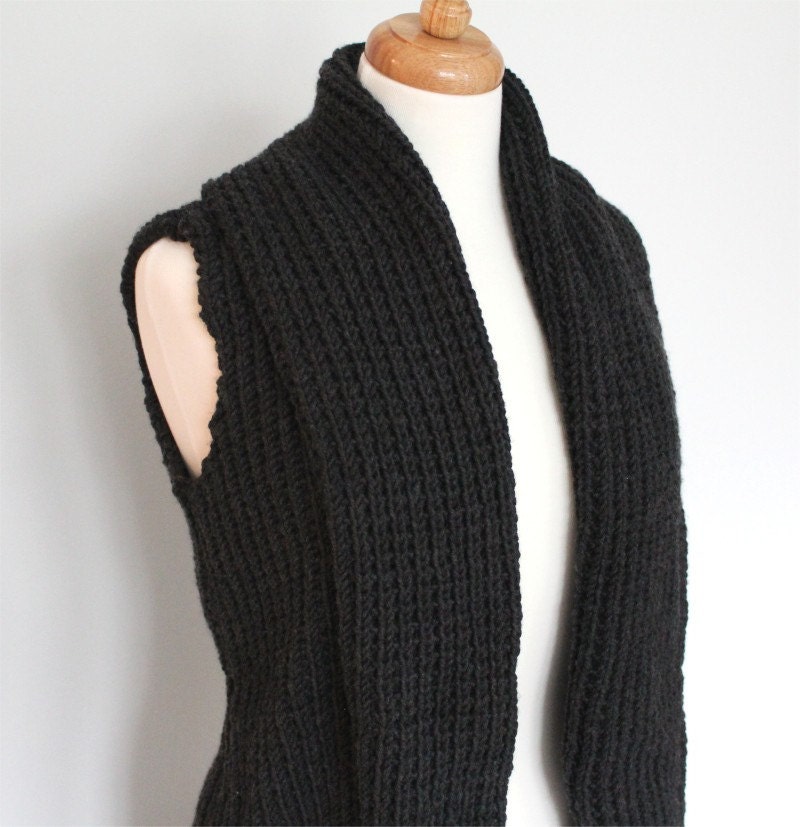 Knitting PATTERN Chunky Wide Collar Vest PDF Knitting Pattern | Etsy Canada