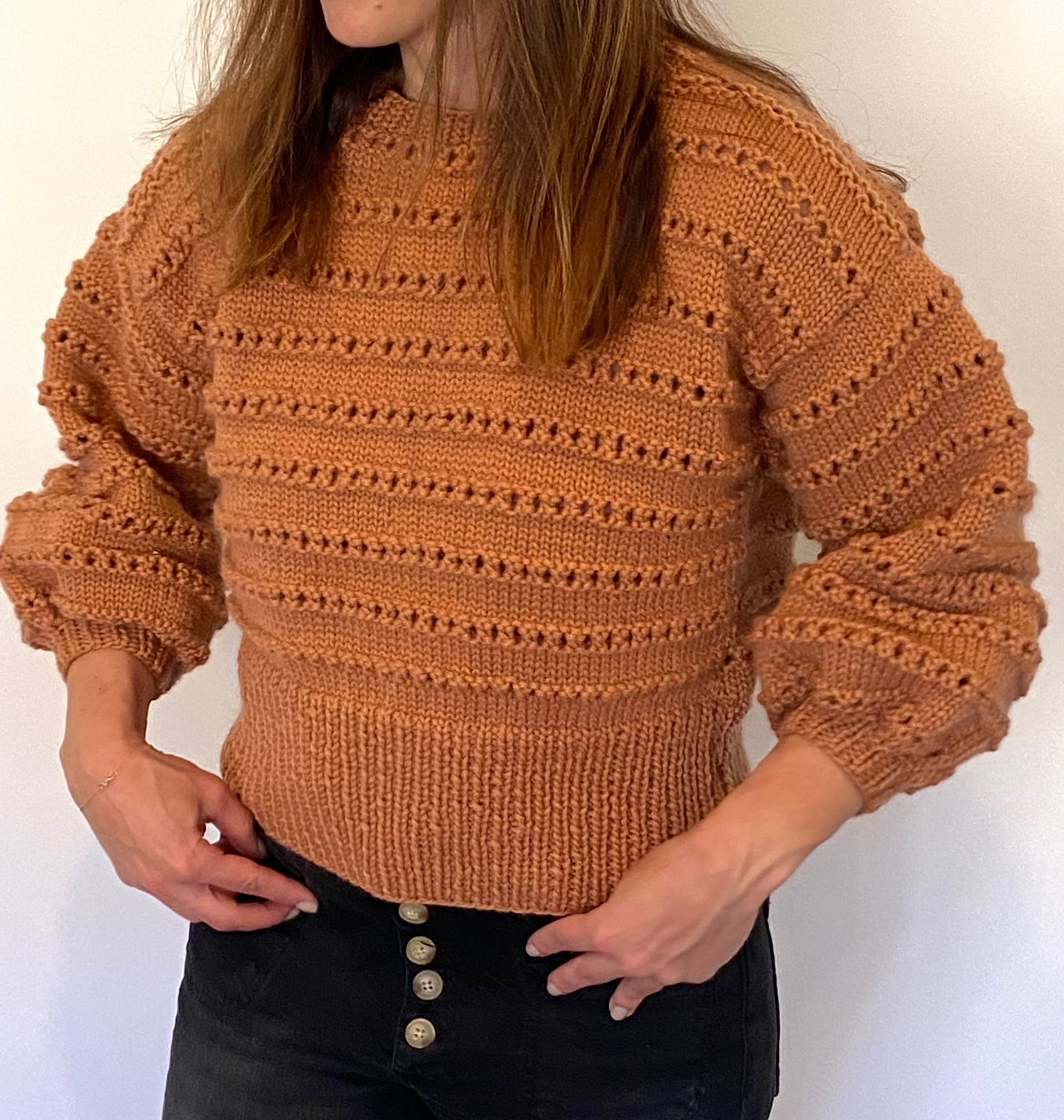 KNITTING PATTERN Cropped Balloon Sleeve Sweater. Knitting Etsy