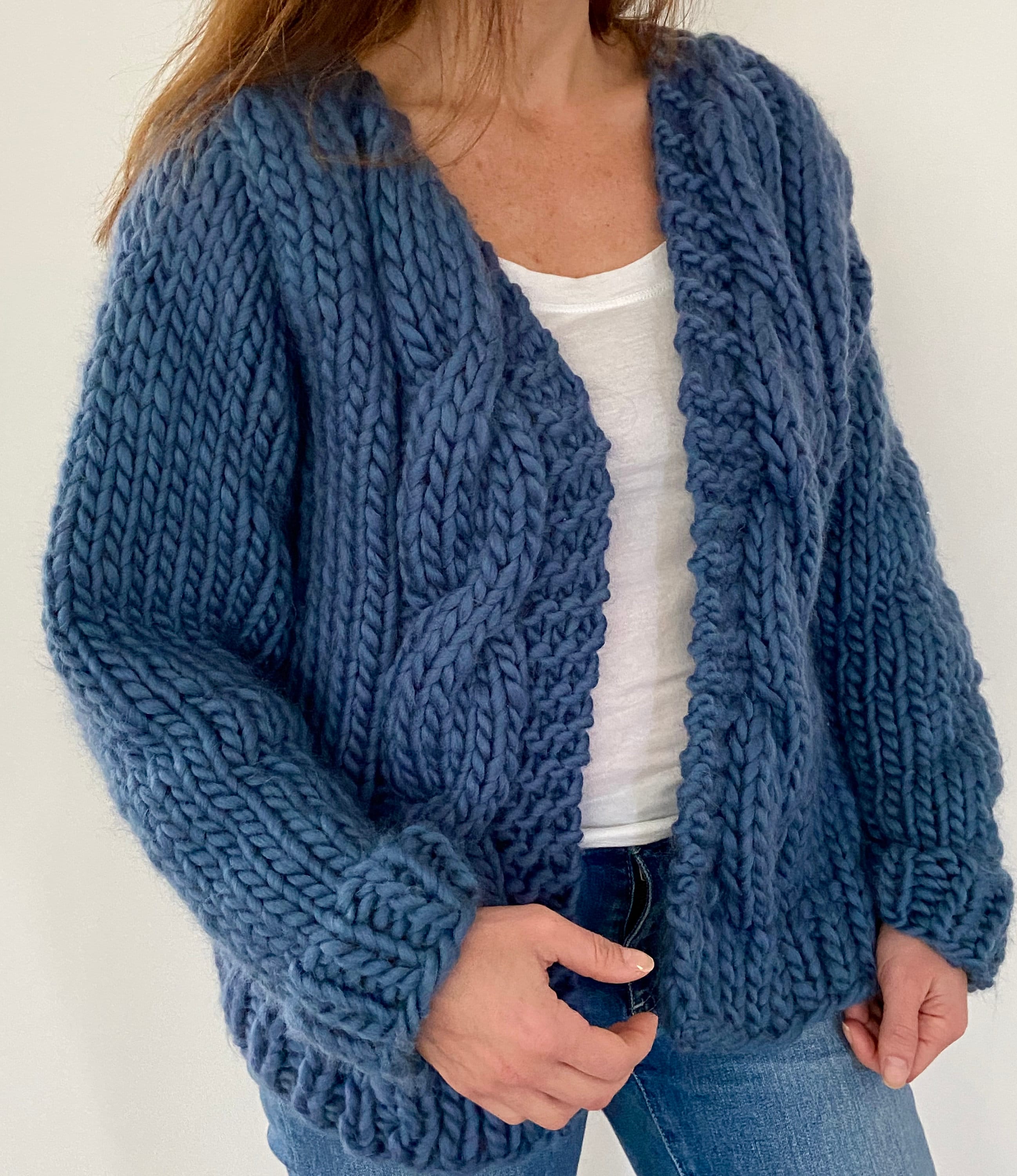 KNITTING PATTERN Bulky Cable Cardigan. PDF Download Sweater - Etsy UK