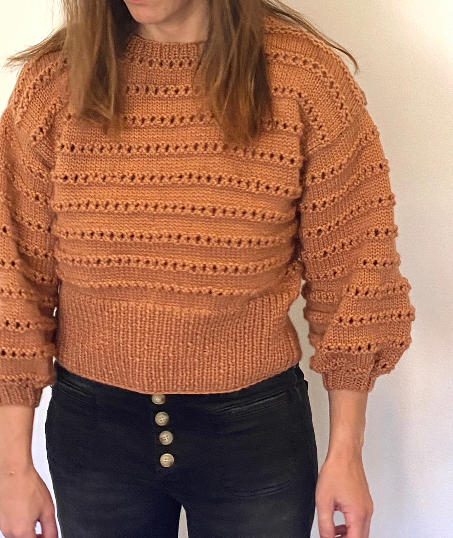 KNITTING PATTERN Cropped Balloon Sleeve Sweater. Knitting Etsy