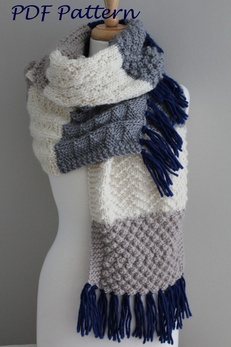 KNITTING PATTERN Super Size Sampler Scarf PDF knitting pattern image 1