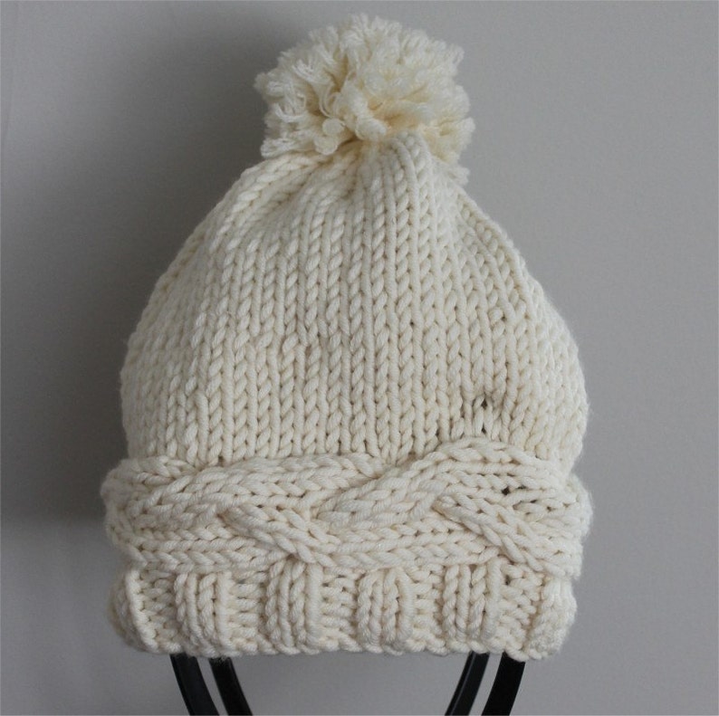 KNITTING PATTERN Pom Pom Hat Adult sizing PDF knitting Etsy