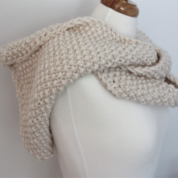 KNITTING PATTERN- Hooded Infinity Scarf PDF knitting pattern