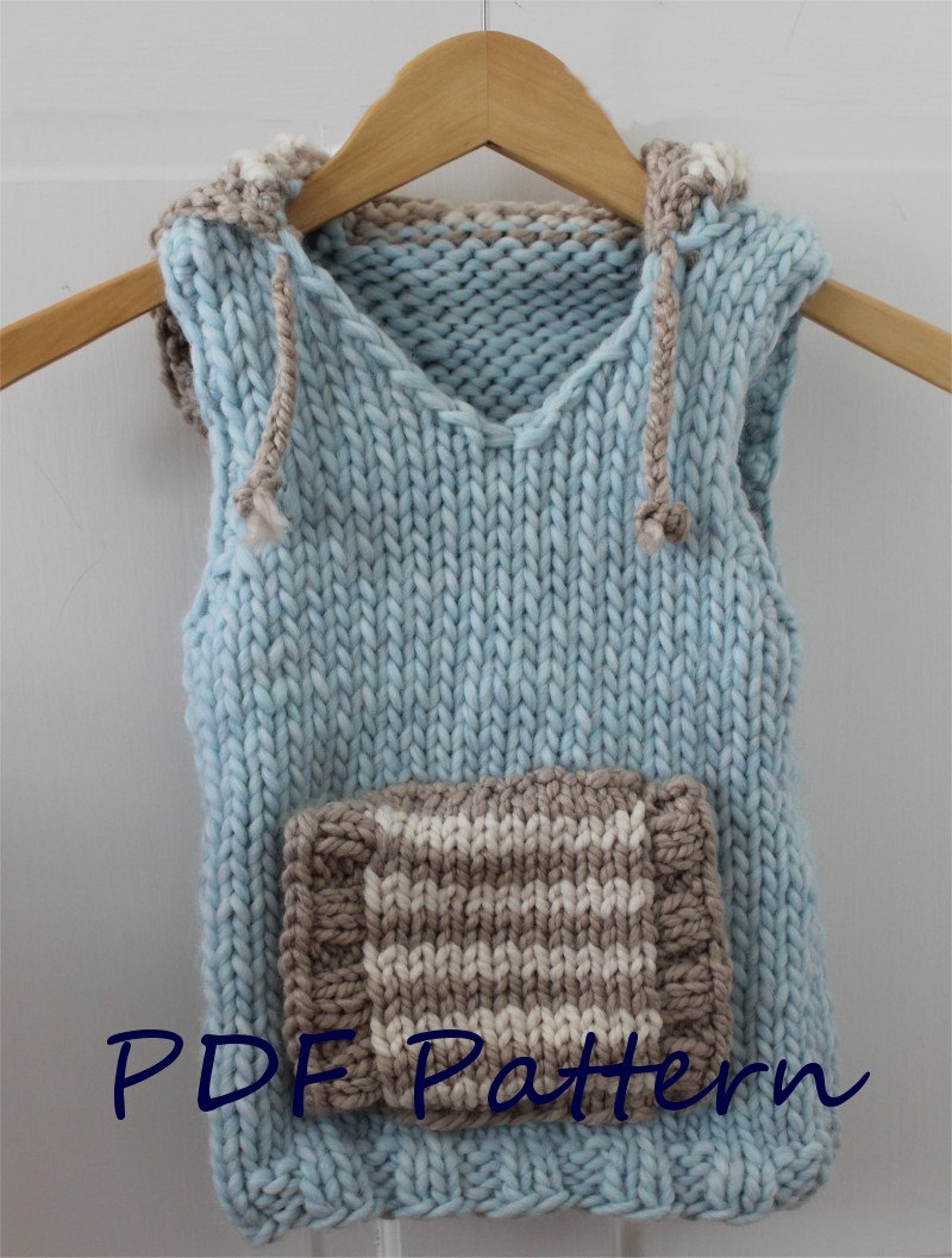KNITTING PATTERN the Hoodie Vest PDF Knitting Pattern child Etsy