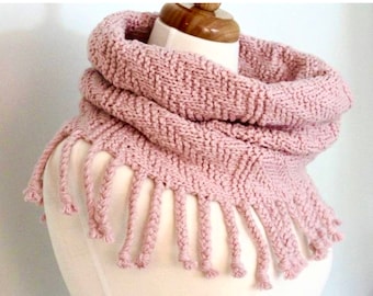 Download KNITTING PATTERN- Fringed Cowl Scarf PDF knitting pattern