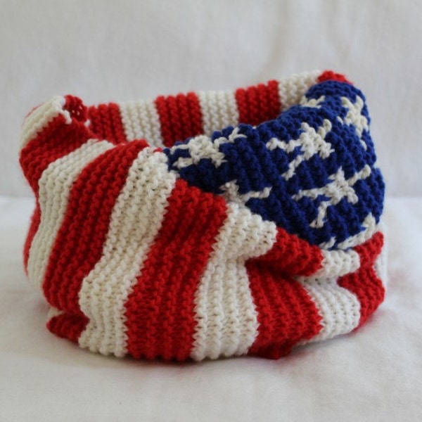KNITTING PATTERN- American Flag Infinity Scarf PDF knitting pattern